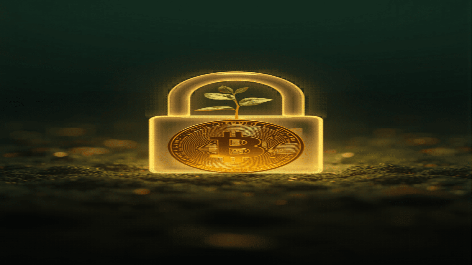 A single glowing gold SYLVO coin standing protected while faded generic memecoins sit dim in the background, on a deep forest-green field.